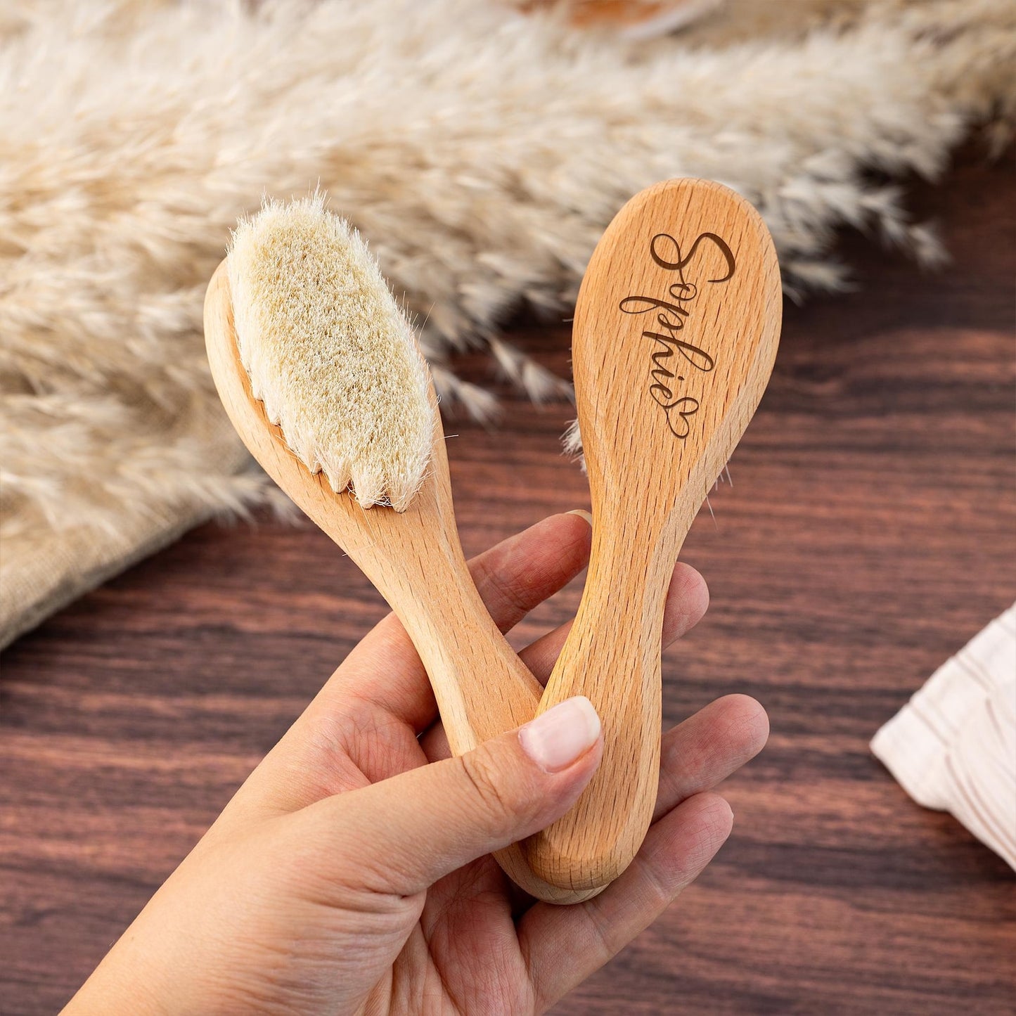 Personalized Wooden Baby Hairbrush