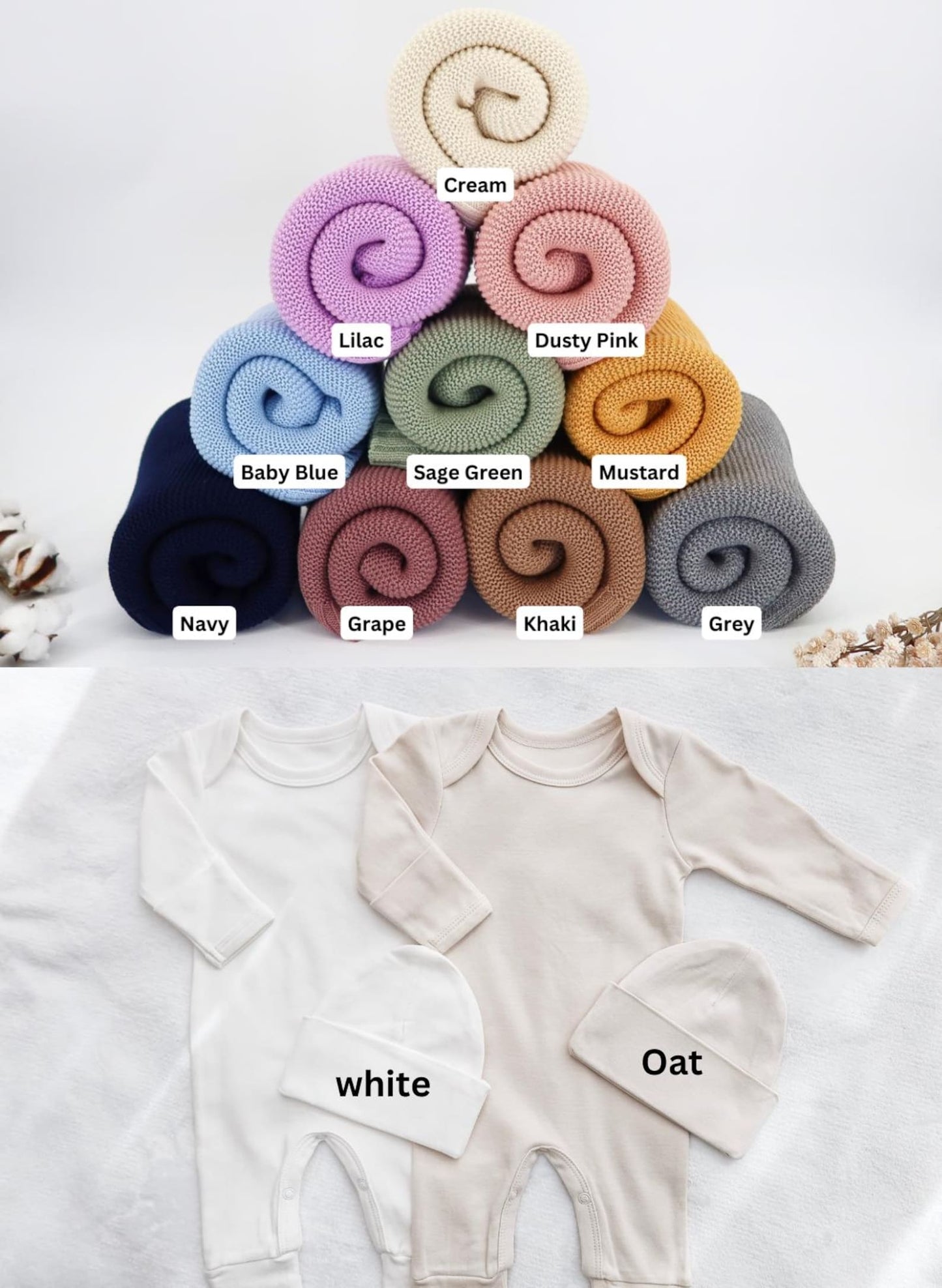 Personalized Newborn Outfit Set – Blanket, Bodysuit & Hat