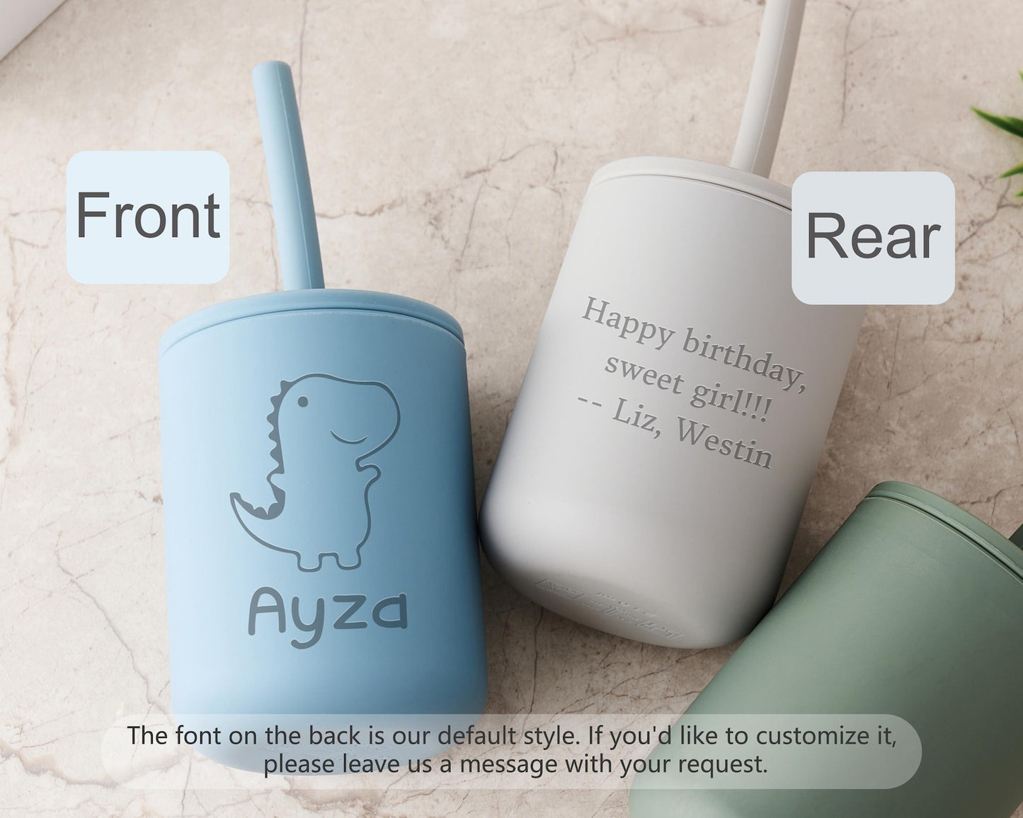 7oz Personalized Baby Straw Cup – Soft, Durable & Spill-Proof