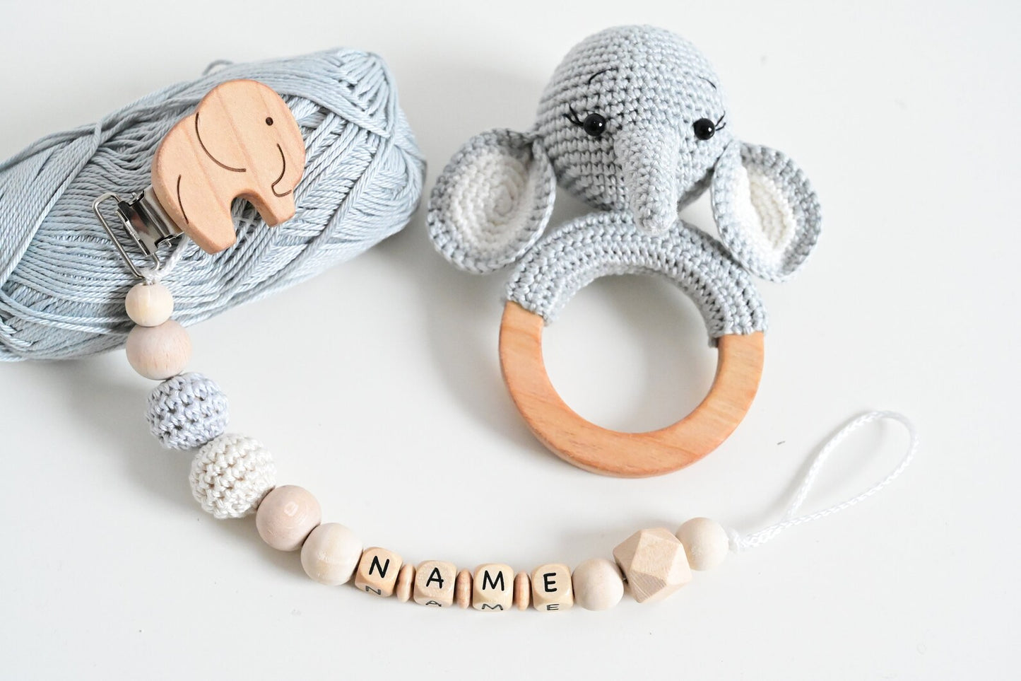 Elephant and a personalized dummy chain